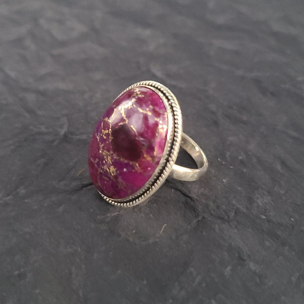 Purple Turquoise Chunky Ring Size 10 Sterling Silver-Remarkable Gemstone Ring 55$